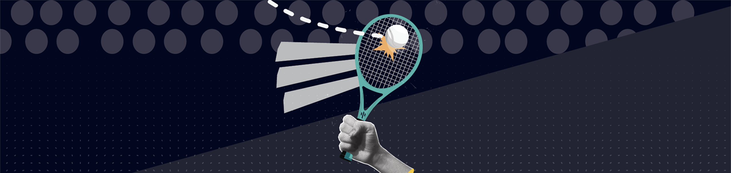 Retro style ilustration of tennis ball hitting racket